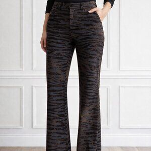 Ellen Tracy Collection Flocked Zebra Print Pants Size 8 Statement Trousers